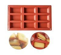 Moule barre de céréales - A financier 9 cavités - Silicone antiadhésif - Lot 2 pièces - Rouge