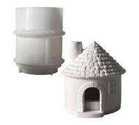 Moule Bougeoir Maison de Noël - Moules en Silicone Maison 3D Village - Décoration de Fête Bureau Appartement École pour Intérieur