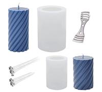 Moule Bougie en Silicone Candle Mold 3D Moules à Bougies Cylindriques Bougie Fabrication Moule pour Savon Fait Main Bougies Parfumées Ornements Artisanaux 2 Pcs