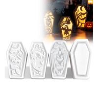 Moule Bougie Halloween, Lot de 4 Moule Silicone Bougie avec Esprit et Chauve-Souris pour Plâtre Couler des Bougies en Résine et Décoration D'automne