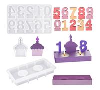 Moule Bougie Silicone Moule Bougie, DIY Moules Pour Bougies,Moule Numérique en Silicone 0-9 pour Les Fêtes, Les Décorations D'anniversaire, Les Créations Artisanales-3 Pièces