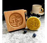 Moule Buche De Noel,Moules à Biscuits En Bois Sculptés 3D,Moule Biscuit Antiadhésifs Pour Sablés Gâteaux De Lune Décoration De Cuisine De Vacances (F)