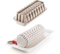 Silikomart - Moule à bûche en silicone Quenelle antiadhésif 3D Gris 243×90×77 mm