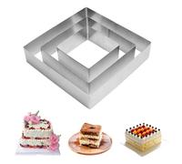 Moule Carré Patisserie, 3 Pcs Cercle a Patisserie Carré Moules à Gâteaux, Acier Inoxydable Moule Entremet, Cadre Patisserie Rectangulaire 10/15/20 Cm, Cadre de Cuisson pour Mousse Dessert