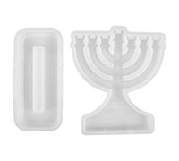 Moule Chandélier Hanoucca en Silicone Blanc à 7 Branches avec Base | Réutilisable, Détails Précis et Finition Lisse, pour Bougies Parfumées, Loisirs Créatifs, Ateliers DIY