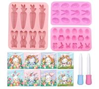 Moule Chocolat Paques 3 Pièces Et 100 Sachets Transparents Bonbons Avec 2 Compte-Gouttes,18 Cavités Moule Chocolat Caramel Biscuits Bonbons Moules En Silicone En Forme d'Oeufs Pour Chocolat