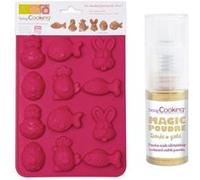 Moule Chocolats de Pâques + 1 poudre alimentaire irisée dorée