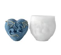 Moule créatif en silicone en forme de cœur de dragon volant, moules à bougies faits à la main, adaptés à la Saint-Valentin et anniversaires, moule à savon fait à la main en silicone