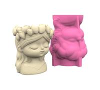 Moule créatif en silicone pour pots de fleurs avec motif fille pour plantes grasses, ciment, décoration d'intérieur, outil de jardinage, pot de fleurs, moule à béton