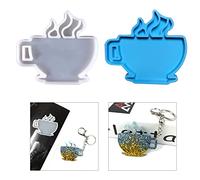 Moule Créatif En Silicone Résine Époxy Pour Porte-clés Fait À La Main Conception Unique Compatibilité Avec Des Paillettes Métalliques Forme De Tasse À Café Moule Silicone Pour Porte-clés