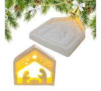 Moule Crèche de Noël Gabarit Figurine Jésus Chandelier | Moule Silicone Porte-Bougie Pour Plâtre Résine Argile Savon Fait Main Halloween Fête Anniversaire Nouvel An Table de Chevet