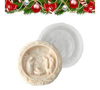 Moule Crèche - Silicone | Moule Rond 3D Naissance Jésus Pour Bougie | Démoulage Facile Moules Artisanat Pour Savon, Résine, Plâtre, Cire, Fondant & Décoration De Noël