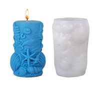 Moule cylindrique en silicone motif créature marine pour fabrication de savon et chocolat en résine