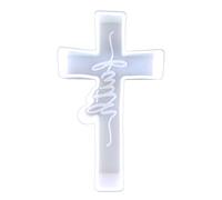 Moule d ' ornement cruciforme avec inscription encastrée, White | Structure en silicone à cavité unique, cruciforme avec inscription encastrée, projet fini pour affichage