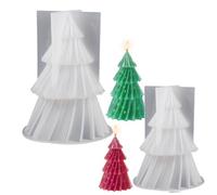 Moule d'arbre de Noël 2 pièces bricolage moule d'arbre de Noël en silicone à grain inclinable 3D moules en résine antiadhésifs flexibles pour l'artisanat 'art bougie parfumée, décor