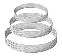 Moule de bague à anneau tarte de 3 pcs, 10/15 / 20 cm Microperfort en acier inoxydable Anneaux cuisson pour les tartes, la pâtisserie, les gâteaux, les pizzas, les muffins
