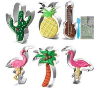 Moule de Biscuits Ensemble de 6pcs,Emporte-Pièces en Acier Inoxydable Hawaïen Tropical Fournitures de Pâtisserie pour Bonbons Cookies Biscuits Faits à la Main, Décoration pour Fête de la Plage