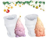 Moule de bougie 2pcs Moules de bougie Noël en forme gnome 3D Moules gnome libération non cachée pour le savon, l'artisanat et plus, décorations d'Halloween