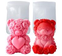 Moule de Bougie,Moule Silicone Ourson Savon Bougie,bougies à faire maison Ourson pour la Bougies parfumées, cadeaux de Noël,cadeaux de Saint-Valentin,Artisanat en Résine cadeaux d'anniversaire(S+S)