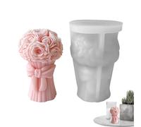 Moule de bouquet de fleurs 3D - Silicone de qualité alimentaire, -40 °F à +446 °F, moules à bougies roses romantiques, formes pour l'artisanat, la fabrication de bougies, la décoration de la maison, l