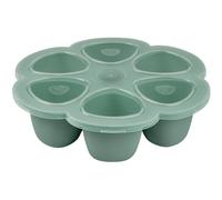 BÃ‰ABA, Multiportions Silicone De Qualité Premium, Résistance Thermique Extrême, Four Et Micro-onde, 6 Alvéoles Indépendantes, Couvercle Hermétique, Fabriqué En Italie, 6x90 Ml, Sauge