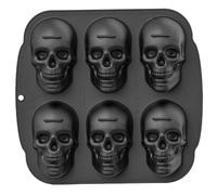 Moule de crâne 6 Grille Smile Face Skull Silicone Moule Diy Moules d'Halloween Easy Release Moules de résine effrayante réutilisables pour gâteau, chocolat, savon, glaçon