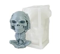 Moule de crâne en silicone - Écouter See Speak No Evil 3D Skull Statue Hool Hool Hool - Moule en résine de fête à la maison pour faire des figurines à collectionner accents de décoration de ho