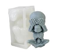 Moule de crâne en silicone, moule en résine de crâne | Écouter See Speak No Evil 3D Skull Statue Hool Hool, Moule en résine de fête à la maison pour faire des figurines à collectionner accents de