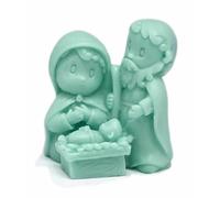 Moule de crèche de Noël en silicone résistant | Pour fabriquer des savons et des figurines décoratives | Détail réaliste de Saint Joseph, Vierge Marie et l'enfant Jésus | 4 x 3 x 4,4 cm.
