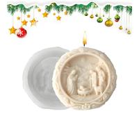 Moule de crèche | Moule à chocolat naissance Jésus 3D rond en silicone avec démoulage facile - Pour cire, résine, pâtisserie, plâtre, fondant, bougies, chocolats, projets de bricolage