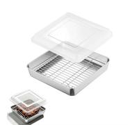 Moule de cuisson carré de 15,2 x 15,2 cm avec couvercle, moule à brownie avec couvercle et grille, en acier inoxydable pour four, friteuse à air, pour cocotte, lasagne, pain de viande, passe au
