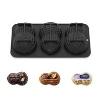 Moule de cuisson créatif en silicone en forme de cacahuète, moule flexible anti-adhésif à 3 cavités pour mousse, chocolat, crème glacée, convient pour la pâtisserie domestique et commerciale (noir)
