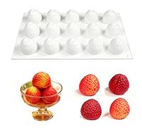 Moule de cuisson en silicone à 15 cavités en forme de fruits 3D pour mousse, gâteau, chocolat, bonbons, pâtisserie, gelée, crème glacée (Lychees)