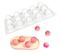 Moule de cuisson en silicone à 15 cavités en forme de fruits 3D pour mousse, gâteau, chocolat, bonbons, pâtisserie, gelée, crème glacée (pêche)