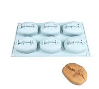 Moule de cuisson en silicone à 6 cavités en forme de noix, moule flexible réutilisable, antiadhésif, facile à nettoyer, pour chocolat, bonbons, cookies, gâteaux, gelée, glaçons (grains de café)