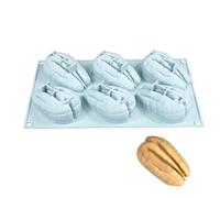 Moule de cuisson en silicone à 6 cavités en forme de noix, moule flexible réutilisable, antiadhésif, facile à nettoyer, pour chocolat, bonbons, cookies, gâteaux, gelée, glaçons (pécan)