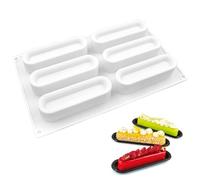 Moule de cuisson en silicone, moules en silicone pour la cuisson, moules à barres antiadhésifs résistants à la chaleur 6 cavités pour chocolat, gâteau, mousse, dessert, pâtisserie, crème glacée, po