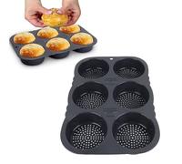 Moule de Cuisson en Silicone pour Petits Pains à Hamburger, Moule à Pain Rond 6 Grilles 10 Cm, Moule à Pain Antiadhésif pour Hamburgers, Muffins, Gâteau au Chocolat, Outil de