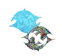 Moule De Décoration Murale En Forme Double Poisson Lumières Holographiques Arc-ciel Silicone Pour Autocollant Outil Bijoux Fournitures D'art Uniques