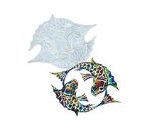 Moule De Décoration Murale En Forme Double Poisson Lumières Holographiques Arc-ciel Silicone Pour Autocollant Outil Bijoux Fournitures D'art Uniques