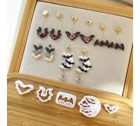 Moule de découpe en argile polymère pour bricolage, thème d'horreur d'Halloween, série chauve-souris, ensemble de 5 pièces, boucles d'oreilles, bijoux exécutifs EGO191
