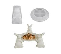 Moule de figurine de lapin en silicone de qualité alimentaire, moules d ' artisanat, texture en silicone, adapté projets de décoration de fête et moule de plateau de lapin à la maison