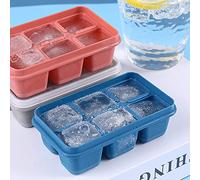 Moule de glace en silicone carré avec couvercle de moule à glace à fond doux désert (bleu)