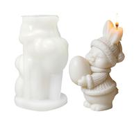 Moule de lapin de Pâques en silicone, moule réutilisable en silicone pour résine et aromathérapie - pour oeufs de Pâques dans les bougies - pour décoration de bureau, bureau