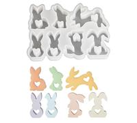 Moule de lapin de Pâques Moule à chocolat de lapin | 7 Cavity Love Heart Rabbit Soap Moules en silicone pour faire du plâtre d'aromathérapie, bougie, chocolat, gelée