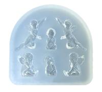 Moule de moulage de chérubin avec 6 modèles de figures distincts | Six cavités de figurines dans un seul moule, construction en silicone flexible, formes variées de chérubins,