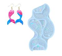 Moule de moulage de pendentif avec breloques en de poisson, outil de bijoux en silicone avec texture d ' aileron détaillée pour boucles d ' oreilles, colliers, ensembles assortis faits à la main, à