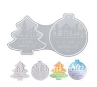 Moule de Moulage pour Noël - Moule à Pendentifs Plats à Thème de Noël | Élastique à 2 Cavités avec Démoulage Facile pour Artisanat de Pâte à Sucre Savon Chocolat