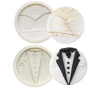 Moule De Moule en Silicone Décoration Outils De, 2 Pcs Hommes Robes De Fête De Fête Moustache Motif De Cuisson Fondante Moule À Gâteau pour Cuisine