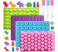 MOULE DE PATISSERIE-KAL-Lot de 4 Mini Moules Beignets Ours Dinosaures Pour Bonbons Gélifiés,Dessert,Gâteau,Pâtisserie,Biscuits